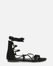 YANNA - sandali in camoscio nero con lacci