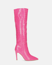 LOLY - stivale con tacco in coccodrillo rosa