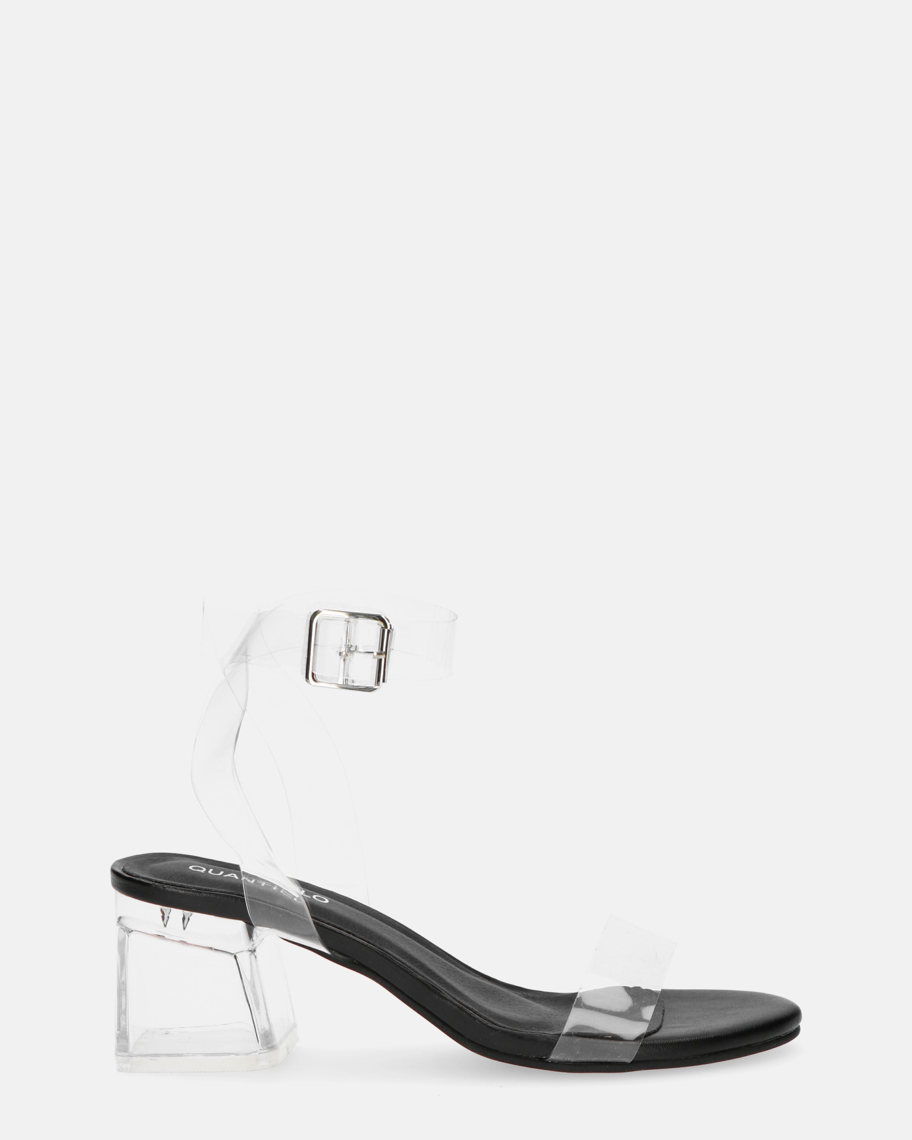 NENA - black sandals with perspex strap - QUANTICLO