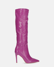 LOLY - stivale con tacco in coccodrillo viola