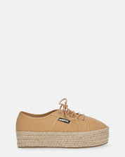 DESTINY - espadrilles à plateforme en dentelle beige