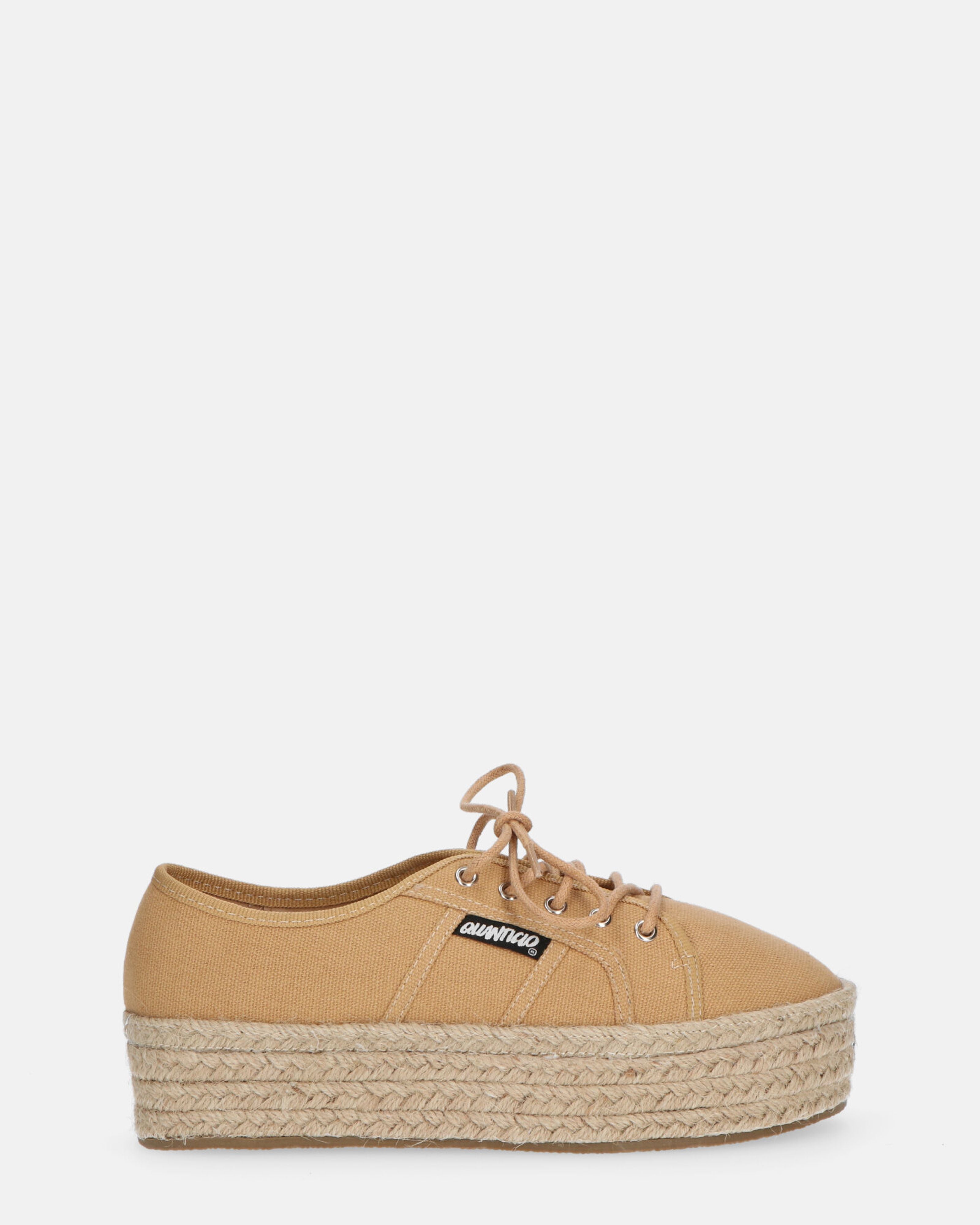 DESTINY - espadrilles à plateforme en dentelle beige